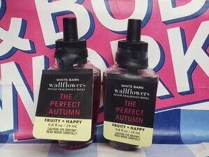 BBW The Perfect Autumn FRUITY & HAPPY Wallflower Home Fragrance 2 Refills